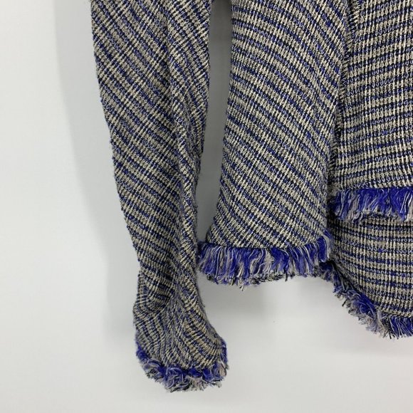 Theyskens' Theory Jossak Jacket Womens 2 Blue Tweed Stretch Button Fray Trim - Picture 10 of 11